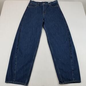 GAP Jeans Womens 14 Tall Blue Barrel High Rise Dark Rinse 100% Cotton